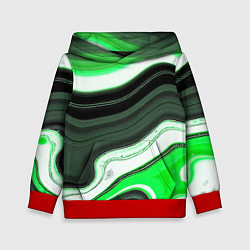 Детская толстовка Волнистые горизонтальные чёрно-зелёные полосы на б