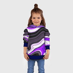 Толстовка-худи детская Волнистые горизонтальные чёрно-фиолетовые полосы н, цвет: 3D-синий — фото 2