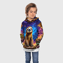 Толстовка-худи детская Ленивец и звездное небо, цвет: 3D-белый — фото 2