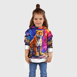 Толстовка-худи детская Пума и звездное небо, цвет: 3D-белый — фото 2