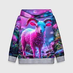 Толстовка-худи детская Козлик в розовом, цвет: 3D-меланж
