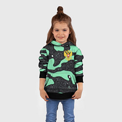Толстовка-худи детская Текстурный черно-зеленый камуфляж, цвет: 3D-черный — фото 2