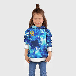 Толстовка-худи детская Синий узорный камуфляж, цвет: 3D-белый — фото 2