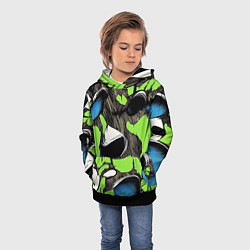 Толстовка-худи детская Объемный камуфляж из слоев, цвет: 3D-черный — фото 2