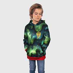 Толстовка-худи детская Летний абстрактный камуфляж, цвет: 3D-красный — фото 2