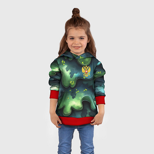 Детская толстовка Летний абстрактный камуфляж / 3D-Красный – фото 4