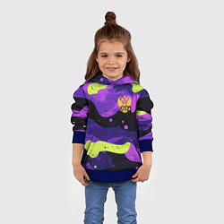 Толстовка-худи детская Черно-фиолетовый камуфляж и золотой герб РФ, цвет: 3D-синий — фото 2