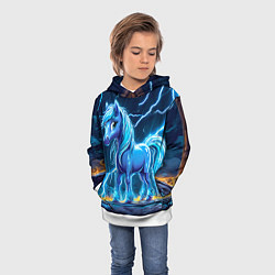 Толстовка-худи детская Лошадка в разрядах молнии, цвет: 3D-белый — фото 2