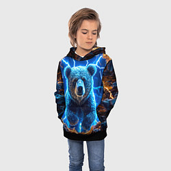 Толстовка-худи детская Медведь и молния, цвет: 3D-черный — фото 2