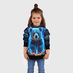 Толстовка-худи детская Медведь и молния, цвет: 3D-черный — фото 2