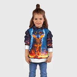 Толстовка-худи детская Волк искры под лапами, цвет: 3D-белый — фото 2