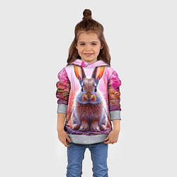 Толстовка-худи детская Зайчик в розовом, цвет: 3D-меланж — фото 2