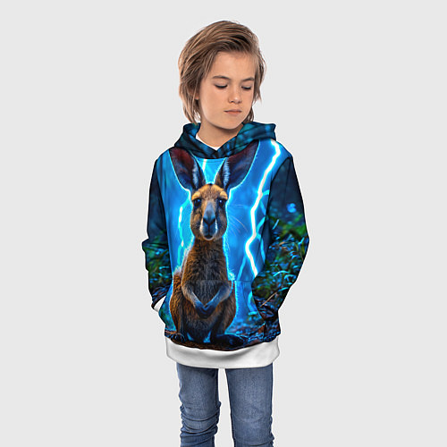 Детская толстовка Кенгуру в разрядах молнии / 3D-Белый – фото 3