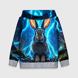 Толстовка-худи детская Заяц в разрядах молний, цвет: 3D-меланж