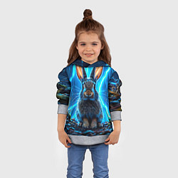 Толстовка-худи детская Заяц в разрядах молний, цвет: 3D-меланж — фото 2