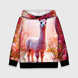 Толстовка-худи детская Альпака в розовом, цвет: 3D-черный