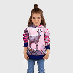 Толстовка-худи детская Козлик в розовом свете, цвет: 3D-синий — фото 2