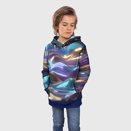 Детская толстовка Космические мягкие волны / 3D-Синий – фото 3