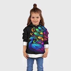 Толстовка-худи детская Neon peacock - art, цвет: 3D-белый — фото 2