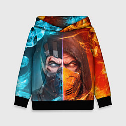 Толстовка-худи детская Mortal Kombat - Саб-зиро и Скорпион, цвет: 3D-черный