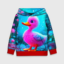 Толстовка-худи детская Розовая уточка, цвет: 3D-красный