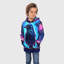 Толстовка-худи детская Ворон на синем фоне, цвет: 3D-синий — фото 2