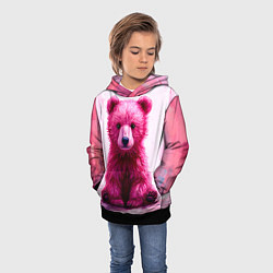 Толстовка-худи детская Розовый медведь, цвет: 3D-черный — фото 2
