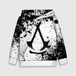 Толстовка-худи детская Assassins creed shadows - черно-белые брызги, цвет: 3D-белый