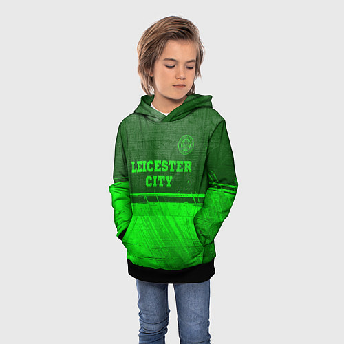 Детская толстовка Leicester City - green gradient посередине / 3D-Черный – фото 3