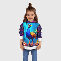Толстовка-худи детская Павлинчик, цвет: 3D-белый — фото 2