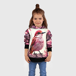 Толстовка-худи детская Кукушка в розовых цветах, цвет: 3D-черный — фото 2
