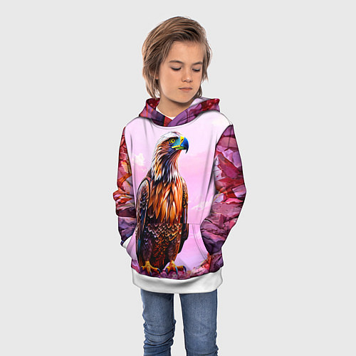 Детская толстовка Орел и розовый закат / 3D-Белый – фото 3