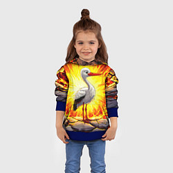 Толстовка-худи детская Аист в огне, цвет: 3D-синий — фото 2