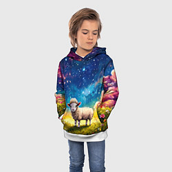 Толстовка-худи детская Овечка и звездное небо, цвет: 3D-белый — фото 2