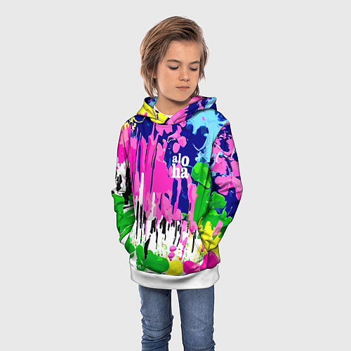 Детская толстовка Colorful abstraction - aloha / 3D-Белый – фото 3