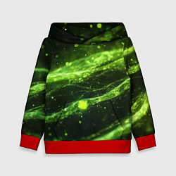 Толстовка-худи детская Текстура зеленая жидкость, цвет: 3D-красный