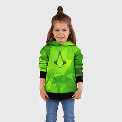 Толстовка-худи детская Assassins Creed green poly, цвет: 3D-черный — фото 2