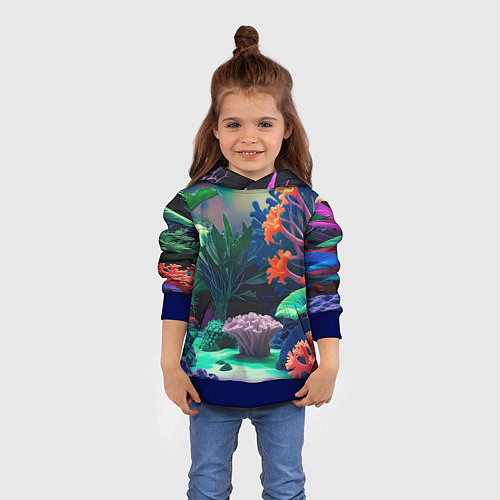 Детская толстовка Морское дно с кораллами / 3D-Синий – фото 4