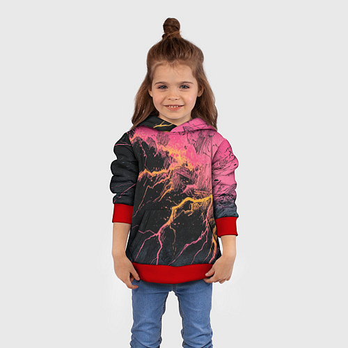 Детская толстовка Абстрактные молнии текстура / 3D-Красный – фото 4