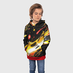 Толстовка-худи детская Текстура краска, цвет: 3D-красный — фото 2