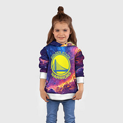 Толстовка-худи детская Голден Стэйт Уорриорз в космосе, цвет: 3D-белый — фото 2
