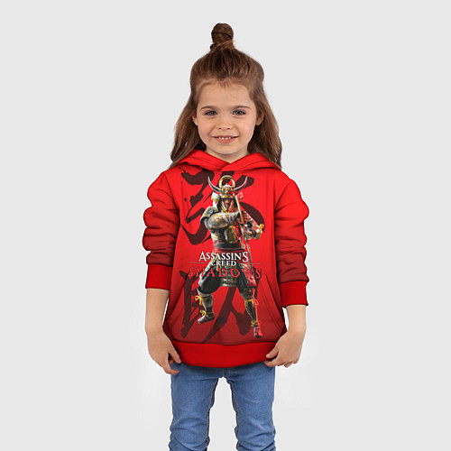 Детская толстовка Assassins Creed Shadows - samurai Yasuke / 3D-Красный – фото 4