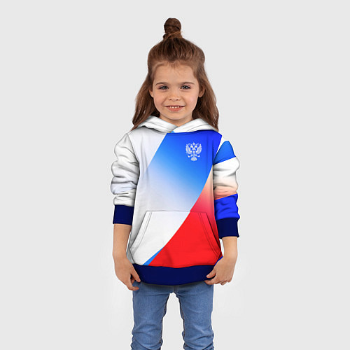 Детская толстовка Герб России на фоне цветов флага градиент / 3D-Синий – фото 4