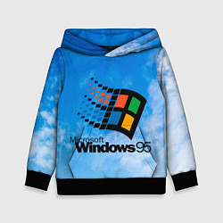 Толстовка-худи детская Windows 95 logo, цвет: 3D-черный