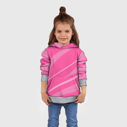 Детская толстовка Розовый однотонный абстракция с полосой / 3D-Меланж – фото 4