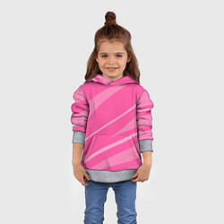Толстовка-худи детская Розовый однотонный абстракция с полосой, цвет: 3D-меланж — фото 2