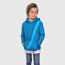 Толстовка-худи детская Сине-голубой с широкой полосой, цвет: 3D-белый — фото 2