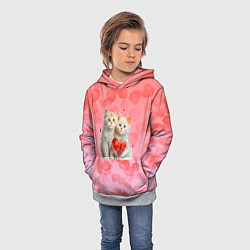 Толстовка-худи детская Котята и сердечки, цвет: 3D-меланж — фото 2
