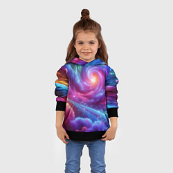 Толстовка-худи детская Neon space fantasy, цвет: 3D-черный — фото 2