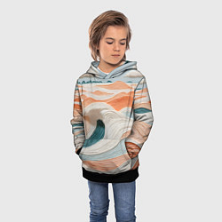 Толстовка-худи детская Персиковые волны, цвет: 3D-черный — фото 2